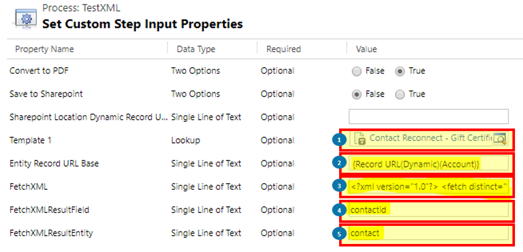 Set custom properties
